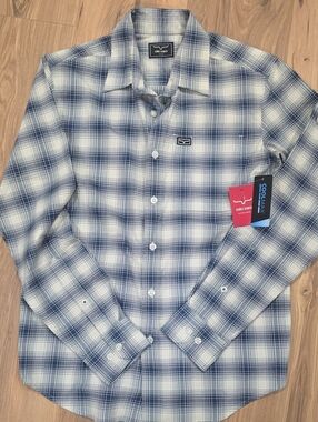 Kimes Ranch Blue and White Plaid Button-Down Shirt